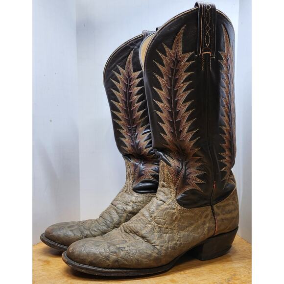 Tony Lama Gray Elephant Leather Print Cowboy Boots Size 8.5 D 8602 main image 11